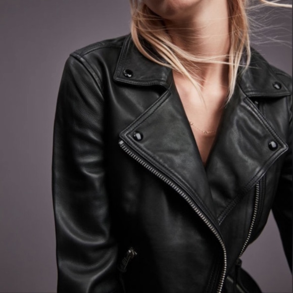 NWOT All Saints Dalby Lamb Leather Moto Jacket - UK 4, US 0 - Picture 2 of 8